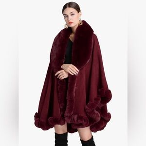 Elegant Burgundy Women's Poncho